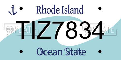 TIZ7834 Rhode Island License Plate