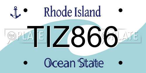 TIZ866 Rhode Island License Plate
