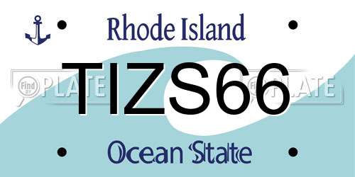 TIZS66 Rhode Island License Plate