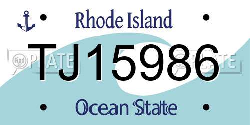 TJ15986 Rhode Island License Plate