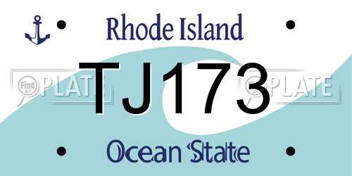 TJ173 Rhode Island License Plate