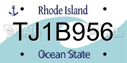 TJ1B956 Rhode Island License Plate
