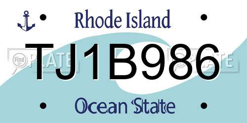 TJ1B986 Rhode Island License Plate