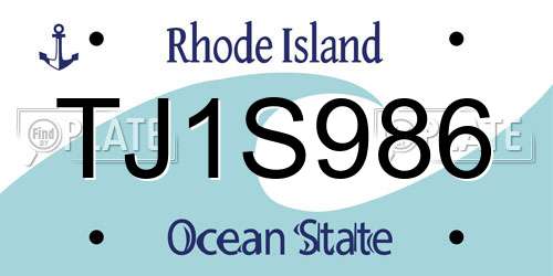 TJ1S986 Rhode Island License Plate
