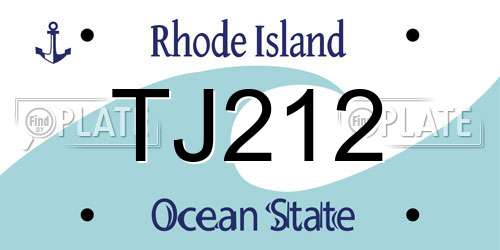 TJ212 Rhode Island License Plate