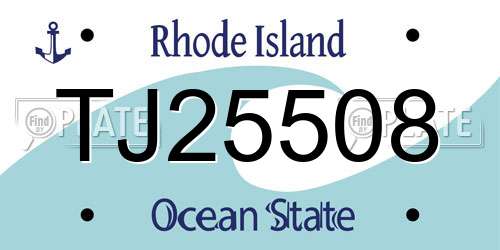 TJ25508 Rhode Island License Plate