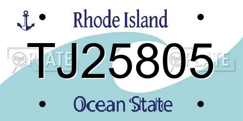 TJ25805 Rhode Island License Plate