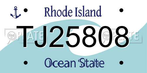 TJ25808 Rhode Island License Plate