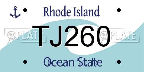 TJ260 Rhode Island License Plate