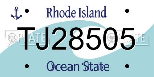 TJ28505 Rhode Island License Plate
