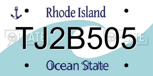 TJ2B505 Rhode Island License Plate