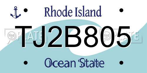 TJ2B805 Rhode Island License Plate