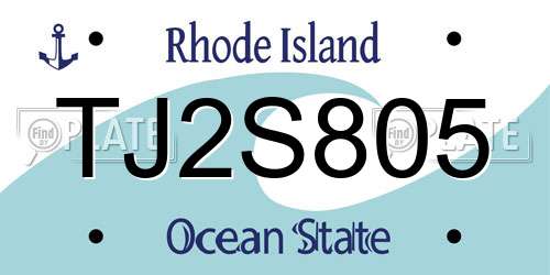 TJ2S805 Rhode Island License Plate