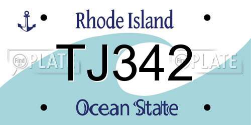 TJ342 Rhode Island License Plate