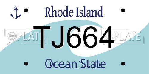 TJ664 Rhode Island License Plate