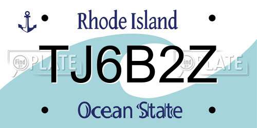 TJ6B2Z Rhode Island License Plate