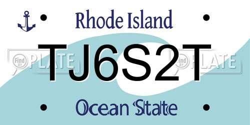 TJ6S2T Rhode Island License Plate