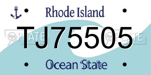 TJ75505 Rhode Island License Plate