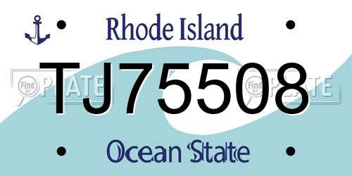 TJ75508 Rhode Island License Plate