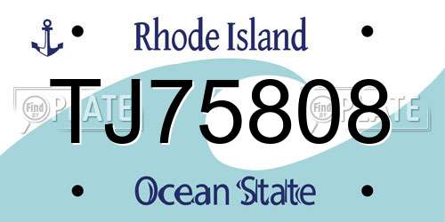 TJ75808 Rhode Island License Plate
