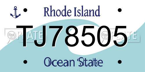 TJ78505 Rhode Island License Plate