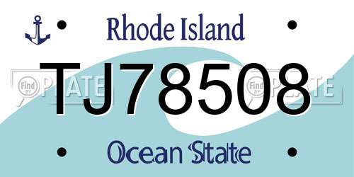 TJ78508 Rhode Island License Plate