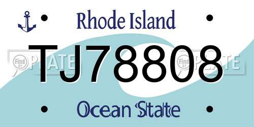 TJ78808 Rhode Island License Plate