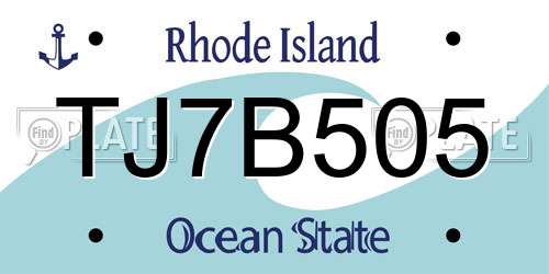 TJ7B505 Rhode Island License Plate