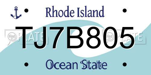TJ7B805 Rhode Island License Plate