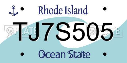 TJ7S505 Rhode Island License Plate