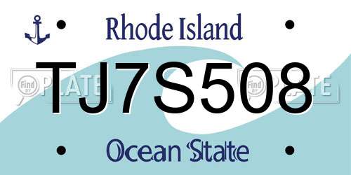 TJ7S508 Rhode Island License Plate