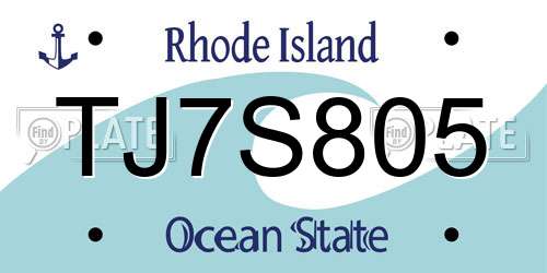 TJ7S805 Rhode Island License Plate