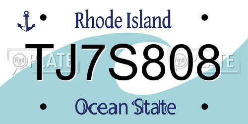 TJ7S808 Rhode Island License Plate