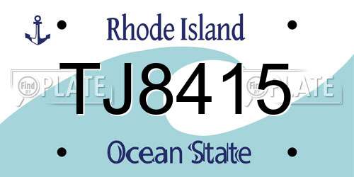 TJ8415 Rhode Island License Plate