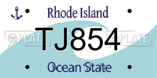 TJ854 Rhode Island License Plate