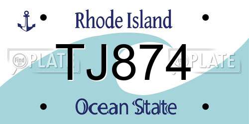TJ874 Rhode Island License Plate