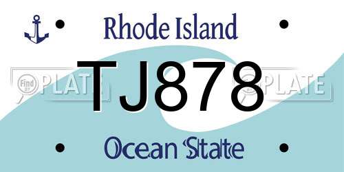 TJ878 Rhode Island License Plate
