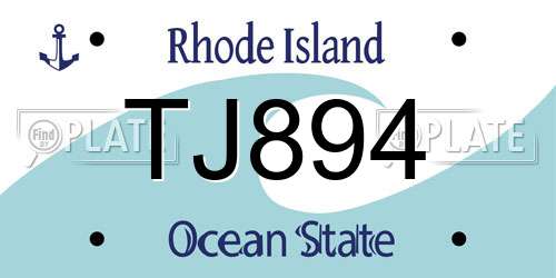 TJ894 Rhode Island License Plate