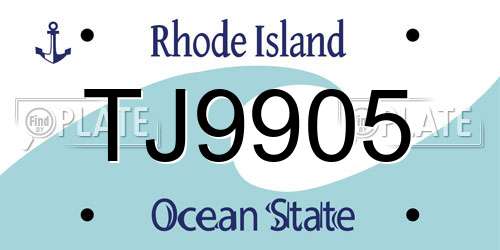 TJ9905 Rhode Island License Plate