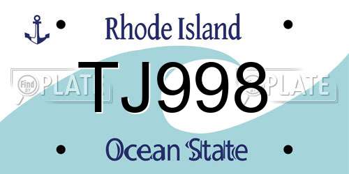 TJ998 Rhode Island License Plate