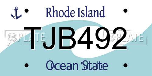 TJB492 Rhode Island License Plate