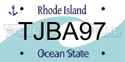 TJBA97 Rhode Island License Plate