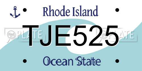TJE525 Rhode Island License Plate