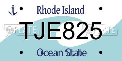 TJE825 Rhode Island License Plate