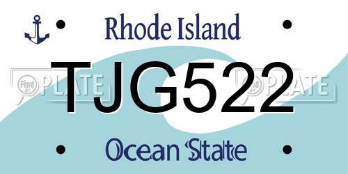 TJG522 Rhode Island License Plate