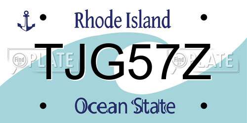 TJG57Z Rhode Island License Plate