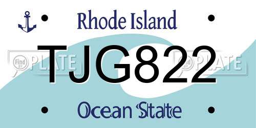 TJG822 Rhode Island License Plate