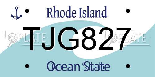 TJG827 Rhode Island License Plate