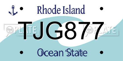 TJG877 Rhode Island License Plate