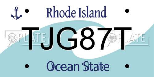 TJG87T Rhode Island License Plate